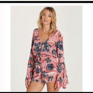 Billabong Floral Bell Sleeve Romper